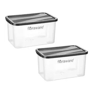Floraware Plastic Food Safe Multiuse Storage Container, Fridge Storage Container with Lid, BPA Free, 2000ML (Black, 1)