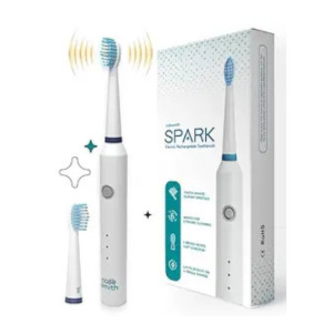 Caresmith Spark Rechargeable Electric Toothbrush | 6 Operating Modes | 40000 Vibrations per Minute | 2 Brush Heads (White)
