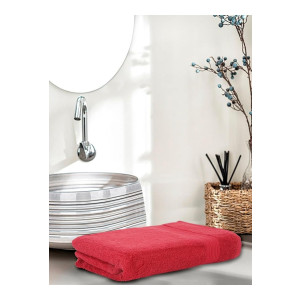 Amazon Brand - Solimo - Cotton Bath Towel | 500 GSM | Fade Resistant | Red