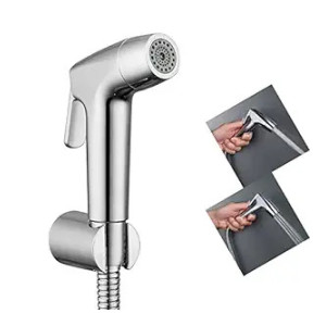 ALTON SHR20940 Dual Flow Health Faucet with SS-304 Grade 1.25 Meter Flexible Hose Pipe and Wall Hook (Chrome Finish), Polished, Acrylonitrile Butadiene Styrene, Silver
