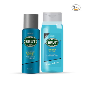 Brut Sport Style Deodorant, 200ml + Sport Style All In One Hair & Body Shower Gel For Men, 500ml