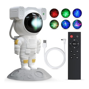 Astronaut Galaxy 6 Light Modes Portable Projector with Remote Control - 360° Adjustable Timer Kids Astronaut Nebula Night Light, for Gifts,Baby Adults Bedroom, Gaming Room, Home and Party (MRP Error)