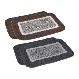 Amazon Brand - Solimo Cotton Bathmat, Set of 4, Rectangle Feather - 1300 GSM