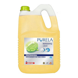 Purela Dishwash Liquid Gel Lemon Can Jar, With Lemon Fragrance, Leaves No Residue, Grease Cleaner For All Utensils, 5 Ltr