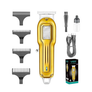 VGR V-919 Professional Rechargeable cordless Hair & Beard Trimmer with Stainless steel Blades, USB Charging cable, 3 Guide Combs for men Runtime: 100 mins, 600 mAh Li-ion Battery, Gold