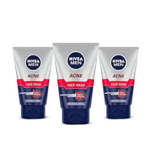 NIVEA Men Acne Face Wash | With Magnolia Bark Extracts for 12Hr Oil Control | Fights Dirt | For Oily Skin 100gm (Pack of 3)