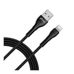 pTron USB-A to Lighting 2.4A Fast Charging Cable compatible with iOS Devices, 480mbps Data Transfer Speed, Made in India, Solero i241 Tangle-free USB Cable (Round, 1M, Black)
