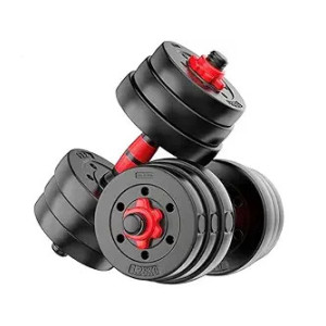 FitBox Sports Intruder Dumbbells 4kg (1kg x 4) Button Shapped Weight Plates & Dumbbell Rods for Home Gym Set, Black