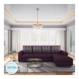 Flipkart Perfect Homes Trieste L Shape RHS Fabric 6 Seater Sofa  (Finish Color - Purple, DIY(Do-It-Yourself)) with 1500 Off on HDFC CC EMI