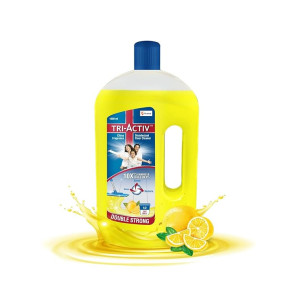 Tri-Activ Double Strong Disinfectant Floor Cleaner | Half Cap Only | 10X Cleaning with 99.9% Germ kill | Citrus Fragrance - 1000 ml x Pack of 1
