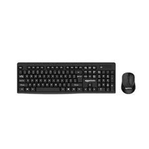 Amazon Basics Wireless Keyboard and Mouse Set | 1000 DPI Mouse | 12 Function Keys | Compatible with Mac and Windows | Silent Keys | Auto Stand-by | Spill-Resistant (Black)