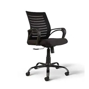 HOME PERFECT ™ Ergonomic MESH MID Back Home/Office Chair Comfortable and REVOLVING SEAT, with Height Adjustable, Push Back TILT Feature Study Chair & Heavy Duty Metal Base- Black (Pack of 1) [Apply  ₹100  Coupon]
