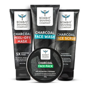 Bombay Shaving Company Valentine's Day Gift Kit For Men | Activated Charcoal Facial Kit | Charcoal Face Wash, 45 gm, Charcoal Face Scrub, 45 gm, Charcoal Face Pack and Charcoal Peel Off Mask, 60gm (Coupon)