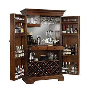 Indigo interiors Sheesham Solid Wood Pre-Assemble Wooden Bar Cabinet with Wine Glass Storage (Brown, 90x50x180cm)