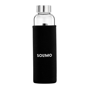 Amazon Brand - Solimo Borosilicate Glass Water Bottle with Sleeve, 500 ml, Pack of 1, Transparent