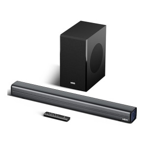 Mivi Fort Q200 Soundbar with 200W Surround Sound, 2.1 Channel soundbar with an External subwoofer, Multiple EQ and Input Modes, Remote Accessibility, Bluetooth v5.3, Made in India Sound bar for TV