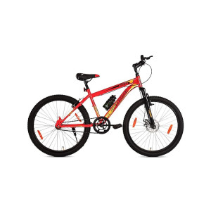 Leader Sniper MTB 24t with Front Suspension and Disc Brake Single Speed for Men - Red/Black. Ideal for 10 + Years