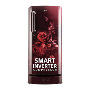 LG 185 L 5 Star Inverter Direct-Cool Single Door Refrigerator (GL-D201ASEU, Scarlet Euphoria, Base stand with drawer) [Apply 750 Coupon + Pay Using 12M ICICI CC No Cost Emi]