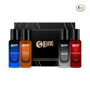Beardo Perfumes Giftset For Men (Pack of 4 x 20ml) Whisky Smoke, Godfather, Tsunami and Black Musk | Long Lasting Perfume Musk & Woody Fresh Fragrance