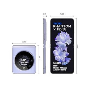 TECNO Phantom V Flip 5G (Mystic Dawn 16Gb Ram, 256Gb Storage) | 45 Watts Fast Charging | 32 Mp Selfie, 64 Rear Camera| 6.9" Flexible, 1.32" Secondrary Amoled, Lavender [Apply ₹12000 Off Coupon]