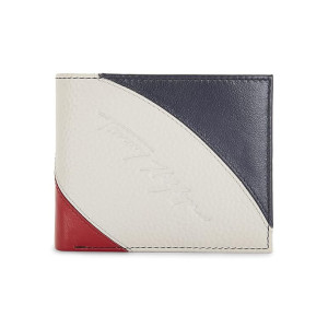 Tommy Hilfiger Phoenix Leather Global Coin Wallet for Men - Red/White/Blue, 4 Card Slots