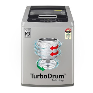 LG 8 Kg 5 Star Inverter TurboDrum Fully Automatic Top Loading Washing Machine (T80SKSF1Z, Waterfall Circulation, Digital Display, Middle Free Silver) [Apply Rs.750 Off Coupon + ₹2250 Off with ICICI Credit Card No Cost EMI]