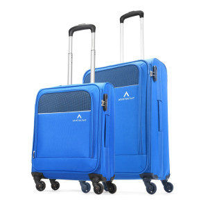 ARISTOCRAT Soft Body Set of 2 Luggage 4 Wheels - Oasis Plus4W Str Cb+Md (E) Blue - Blue