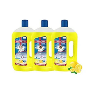 Tri-Activ Double Strong Disinfectant Floor Cleaner | Half Cap Only | 10X Cleaning with 99.9% Germ kill | Citrus Fragrance - Pack of 3 (1000ml x 3 Units), (400935022)