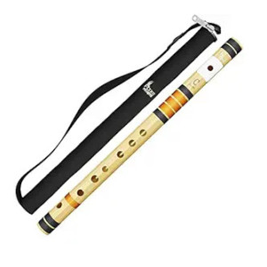 FOXIT MUSICAL Flutes Right Handed C Natural Tuned With Tanpura A=440Hz PVC Fiber (WITH CARRY BAG) (PVC C NATURAL LEFT HEND, Black & Gold Threads)