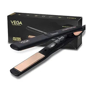 VEGA Professional Pro Nano Rose Gold Hair Straightener with Ultra Fast 20 Secs Heat Up, Titanium Floating Plates, Adjustable Temperature, (VPPHS-01)