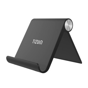 Tizum Multi Angle Foldable Tablet/Mobile Phone Tabletop Stand Holder, Adjustable Angle, Anti-Slip Pads, Cradle, Dock Compatible for Ipad, Tablets, Smartphones, Kindle with Screen Up to 10-Inch (Black)