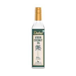 Dabur 100% Natural, Cold Pressed Virgin Coconut Oil | Unrefined, No Trans Fat, 60% MCT | Anti-spillage bottle - 500ml