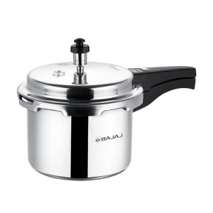 Bajaj Pcx 3Ib 3 Litre Aluminium Pressure Cooker With Outer Lid And Induction, Silver