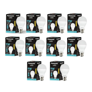 Panasonic 9W LED Bulb | LED Bulb 9 watt with B22 Base | 4kV Surge Protection 9 Watt Bulb (Cool Day Light, Pack of 10)