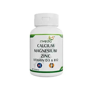 Nveda Calcium Supplement 1,000 mg with Vitamin D, Magnesium, Zinc & Vitamin B 12 For Men & Women/For Immunity, Bone & Joint Support - 60 Tablets