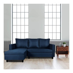 Sunuzu Francis Four Seater LHS L Shape Sofa (Dark Blue)
