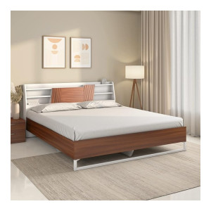 Nilkamal Slew Meta Without Storage | Headboard Storage | 1 Year Warranty Engineered Wood King Bed (Finish Color - Walnut, Delivery Condition - Knock Down)