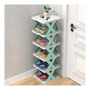 Black Olive Foldable Multi Layer Shoe Rack - Plastic Adjustable Space Saver Stackable Entryway Shoe Organizer for Closet Narrow Shoe Shelf Shoe Cabinet Free Standing Rack for Home, Office (5 Layer)