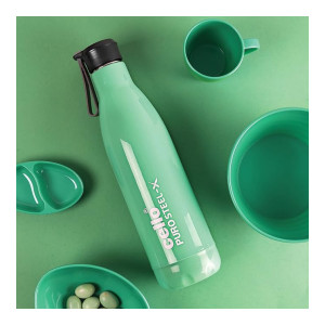 CELLO Puro Steel-X Neo 900 | Cold Water Bottle with Inner Steel and Outer Plastic | Insulated Kids Water Bottle | 720ml, Green