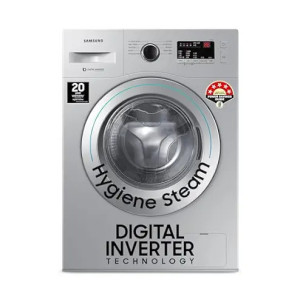 Samsung 7 kg, 5 star, Hygiene Steam with Inbuilt Heater, Digital Inverter, Fully-Automatic Front Load Washing Machine (WW70R20GLSS/TL, DA SILVER, Awarded as Washing Machine Brand of the year) [Apply 1500 Off Coupon + 2250 Off Via ICICI CC ]