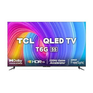 TCL 139 cm (55 inches) 4K Ultra HD Smart QLED Google TV 55T6G (Black) [₹2000 Discount with ICICI CC]