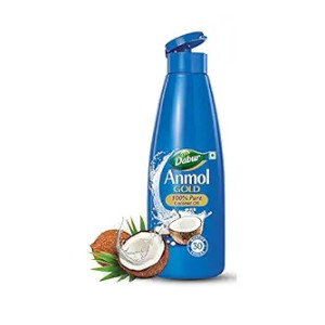 Dabur Anmol Gold 100 % Pure Coconut Oil - 600ml | Natural | Nariyal Tel | Sourced from Handpicked Sundried Coconuts | Multipurpose Oil [Apply 5% Coupon]
