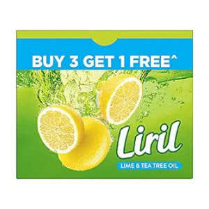 Liril Lime and Tea Tree Oil Bath Soaps: Refreshing Bathing Soaps with Freshness of Lemon - Paraben and Sulphate Free Soap Bar, 125 g (Buy 3 Get 1)