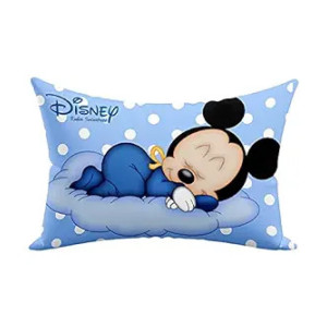 Kuber Industries Disney Print Sleeping Pillow for Kids|Small Pillow for Baby|Soft Microfiber Pillow|Size 12x18 |Sky Blue