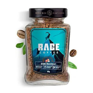 RAGE COFFEE Irish Hazelnut - Flavored Instant Coffee Powder for both Hot & Cold Coffee, 100% Single Origin Arabica Coffee Beans Powder (IRISH HAZELNUT, 50g) [Apply ₹100 Off Coupon.]