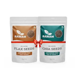 Ramam Chia Seeds & Flax seeds Combo 400gm Each | 100% Natural Raw Seeds For Eating | High Dietary Fiber & Protein | Rich in Magnesium, Omega 3| Gluten Free | Manage Cholesterol level & Blood Pressure |