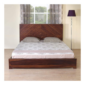 @home by Nilkamal Victoria Solid Wood King Sized Bed in Brown Finish