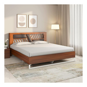 Nilkamal Zion Meta Without Storage | 1 Year Warranty Engineered Wood King Bed (Finish Color - Walnut, Delivery Condition - Knock Down)