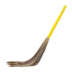 RATAN Broom R-22 Phool Jhadu Natural Garo Hill Grass with 49.5cm Heavy Duty Plastic Handle for Home & Office Floor Cleaning Easy Dust Removal (Pack of 1,Random Color)