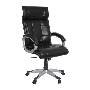 UNiCOS Townsville Chile High Back Office Chair (Black) Fixed Arm | 1 Min Easy Installation (Fabric)